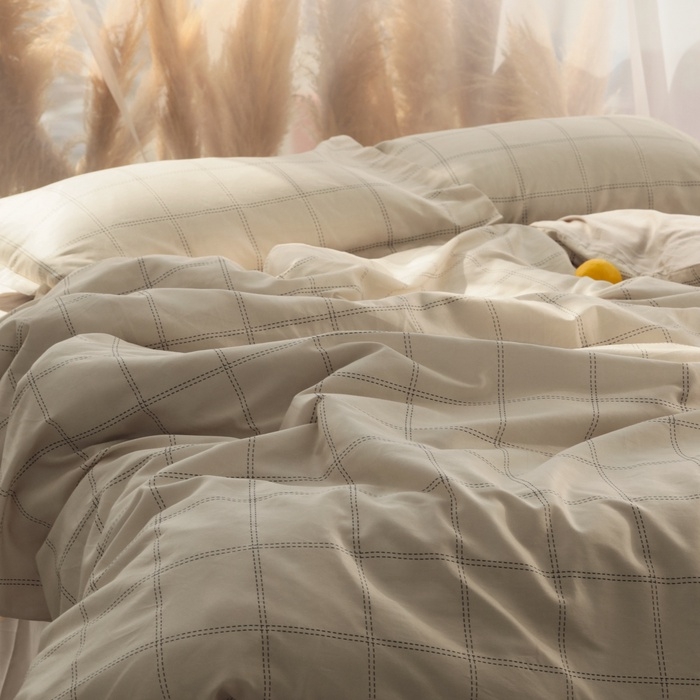 Постельное бельё Этель дуэт Cage: beige, 143х215 см-2шт, 215х240 см, 50х70+3 см-2 шт, мако-сатин, 114г/м2