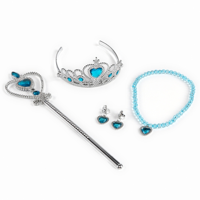 Карнавальный набор «Снежная принцесса»: плащ, корона, кулон, серьги, палочка Карнавальный набор «Снежная принцесса»: плащ, корона, кулон, серьги, палочка