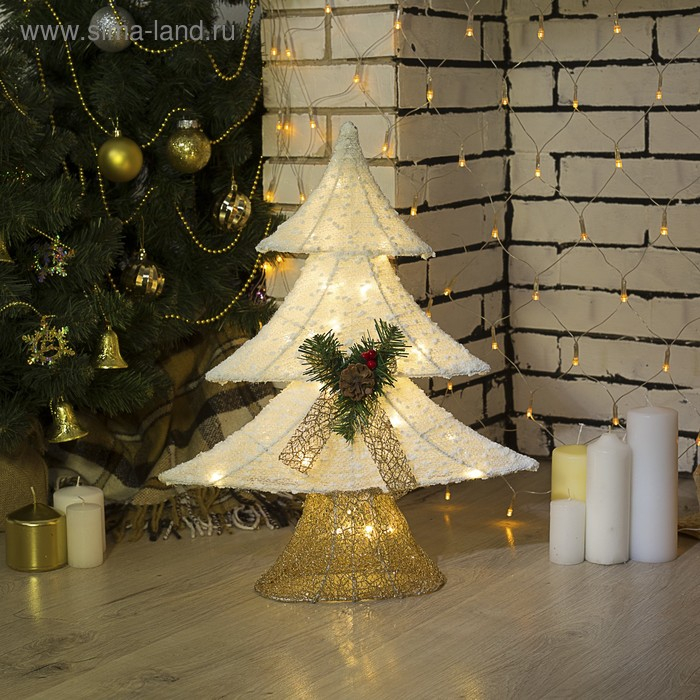 Светодиодная фигура &laquo;Ёлка&raquo; 40 &times; 50 &times; 10 см, металл, текстиль, 220 В, свечение тёплое белое