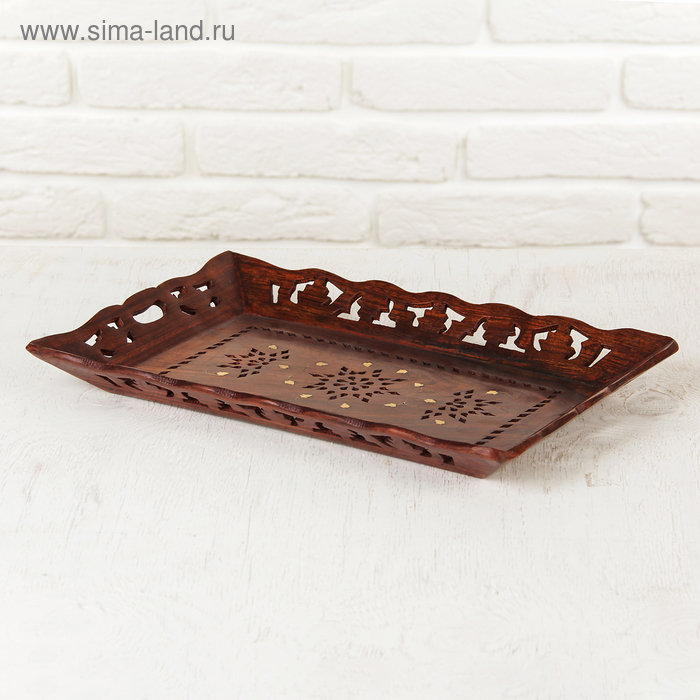 Поднос дерево "Резной" 25х37х4 см МИКС