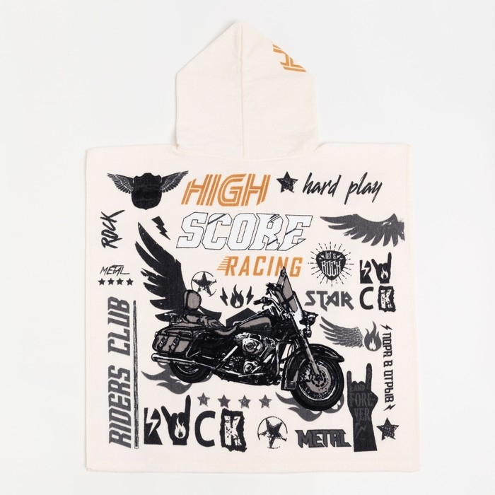 Полотенце-пончо детское махровое Крошка Я Полотенце-пончо детское махровое Крошка Я "Racing" 60*120см, 100% хлопок, 300гр/м2