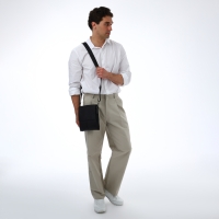 Сумка мужская через плечо TEXTURA, наружный карман, цвет чёрный