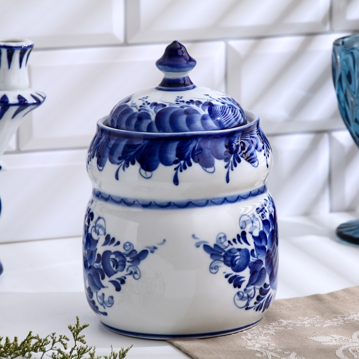 Банка под крупу Банка под крупу "Грация", h-19см, v-1,3л, гжель, 1 сорт