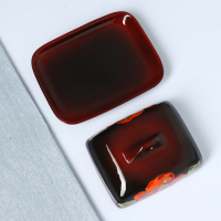 Масленка "Псковская" 18х14х8см, мак на черном