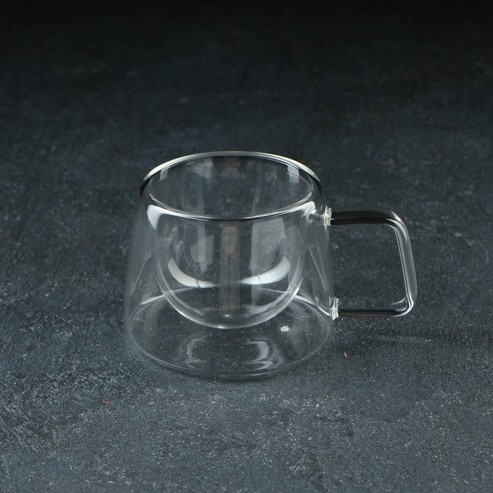 Кружка стеклянная с двойными стенками &laquo;Дуо&raquo;, 200 мл, 10&times;7,5 см
