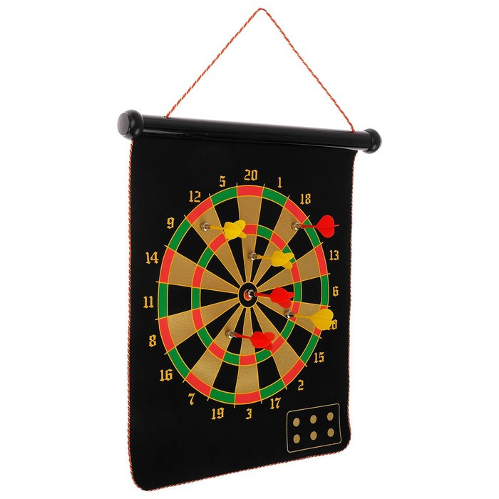 Дартс ONLYTOP, магнитное полотно диаметром 38 см, 6 дротиков