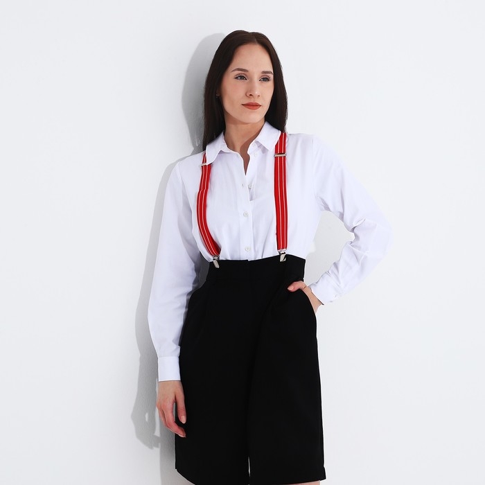 Подтяжки взрослые, ширина 2,5 см, цвет красный/белый Подтяжки взрослые, ширина 2,5 см, цвет красный/белый