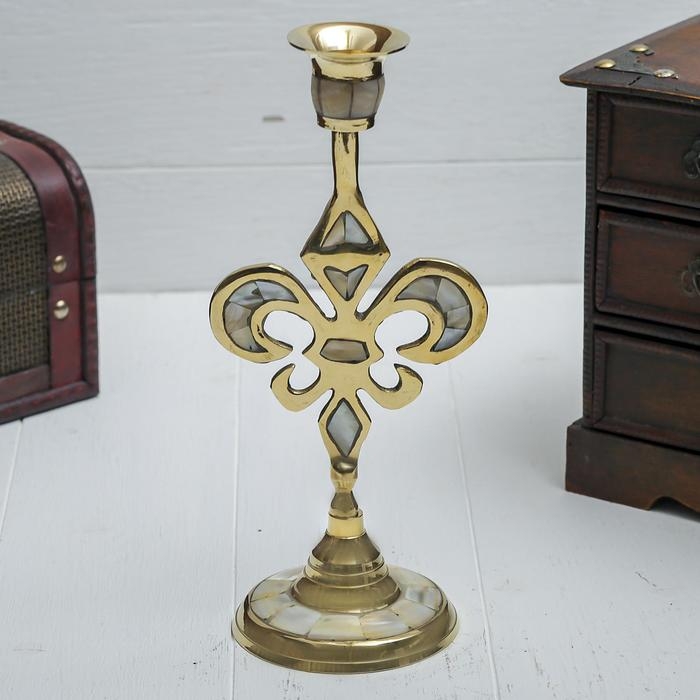 Подсвечник на 1 свечу Подсвечник на 1 свечу "Вензель" с перламутром 23 см