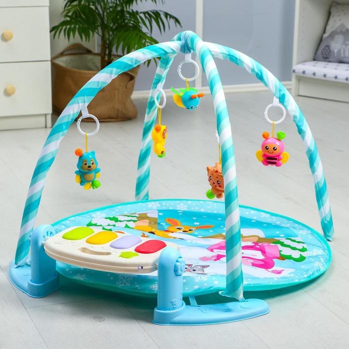 Развивающий коврик &laquo;Зимние игры&raquo;, с пианино, круглый, голубой