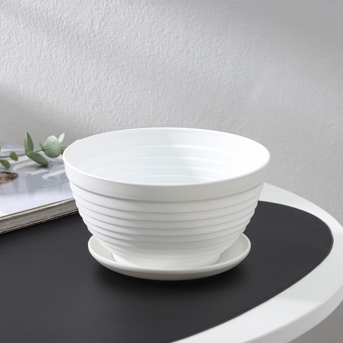 Горшок для цветов с поддоном «Алиса», 1 л, d=17 см, h=10 см, цвет белый Горшок для цветов с поддоном «Алиса», 1 л, d=17 см, h=10 см, цвет белый