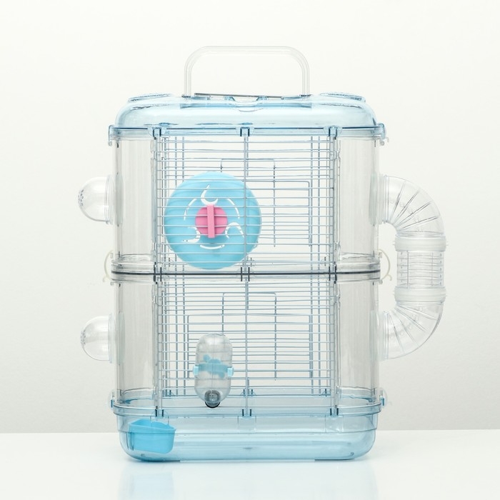 Клетка для грызунов с туннелем и наполнением, 32 х 31 х 39 см, голубая