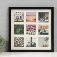 Фоторамка МДФ на 9 фото 10х10 см "Слайды" чёрная 40х40х2 см