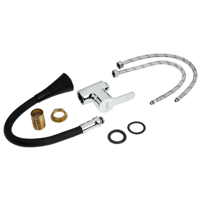 Смеситель для кухни ZEIN Z2076F, силиконовый излив, картридж 35 мм, латунь, черный/хром Смеситель для кухни ZEIN Z2076F, силиконовый излив, картридж 35 мм, латунь, черный/хром