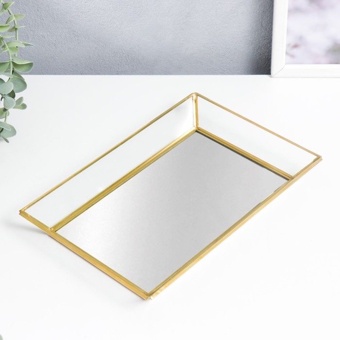 Подставка интерьерная стекло с зеркалом Подставка интерьерная стекло с зеркалом "Прямоугольник" 3х16х24 см