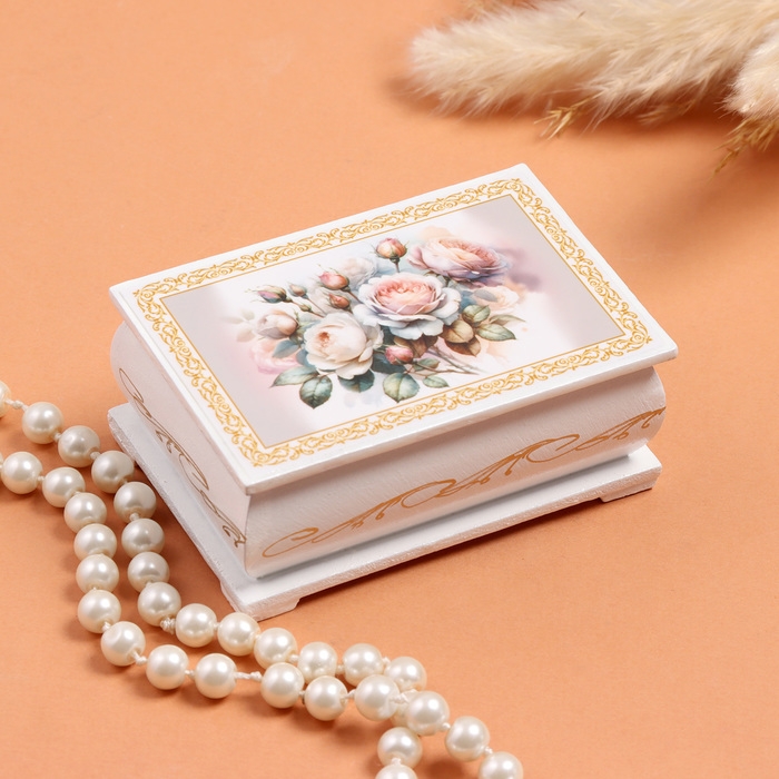 Шкатулка &laquo;Нежные пионы&raquo;, белая, 6&times;9 см, лаковая миниатюра