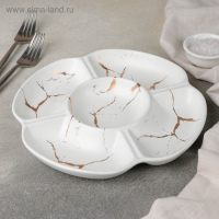 Менажница фарфоровая 5 ячеек &laquo;Марбл&raquo;, 22,8&times;2,2 см, цвет белый