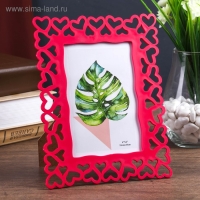 Фоторамка пластик 10х15 см "Сердца" малиновая 20,8х16 см Фоторамка пластик 10х15 см "Сердца" малиновая 20,8х16 см