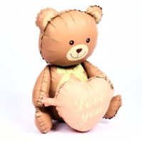 Шар фольгированный 42" «Медвежонок с розовым сердцем», матовый, цвет шоколадный, под воздух Шар фольгированный 42" «Медвежонок с розовым сердцем», матовый, цвет шоколадный, под воздух