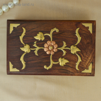 Шкатулка с орнаментом "Роза ветров" дерево 5,3х13х20 см