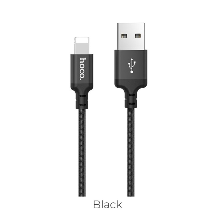 Кабель Hoco X14, Lightning - USB, 2.4 А, 1 м, быстрая зарядка, оплётка нейлон, чёрный Кабель Hoco X14, Lightning - USB, 2.4 А, 1 м, быстрая зарядка, оплётка нейлон, чёрный