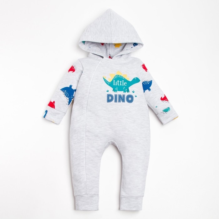 Комбинезон с капюшоном Крошка Я "Dino", рост 74-80 см, цвет серый
