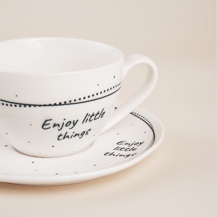 Набор чайный фарфоровый SL Home «Милый дом», 4 предмета: 2 чашки 275 мл, 2 блюдца d=15,5 см, цвет белый Набор чайный фарфоровый SL Home «Милый дом», 4 предмета: 2 чашки 275 мл, 2 блюдца d=15,5 см, цвет белый