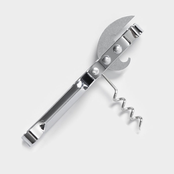 Открывашка - штопор Доляна «Помощник», 14 см, цвет серебристый Открывашка - штопор Доляна «Помощник», 14 см, цвет серебристый