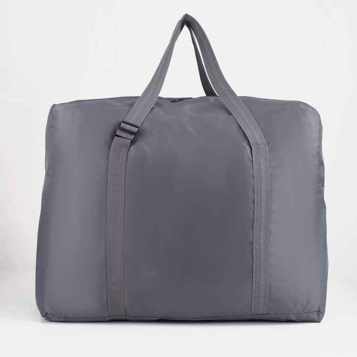 Сумка дорожная на молнии, складная в косметичку, наружный карман, держатель для чемодана, цвет серый/оранжевый Сумка дорожная на молнии, складная в косметичку, наружный карман, держатель для чемодана, цвет серый/оранжевый