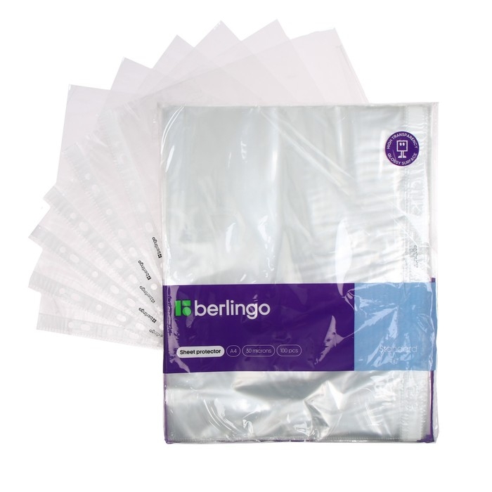 Файл-вкладыш А4, 30 мкм, Berlingo, глянцевый, вертикальный, 100 штук Файл-вкладыш А4, 30 мкм, Berlingo, глянцевый, вертикальный, 100 штук