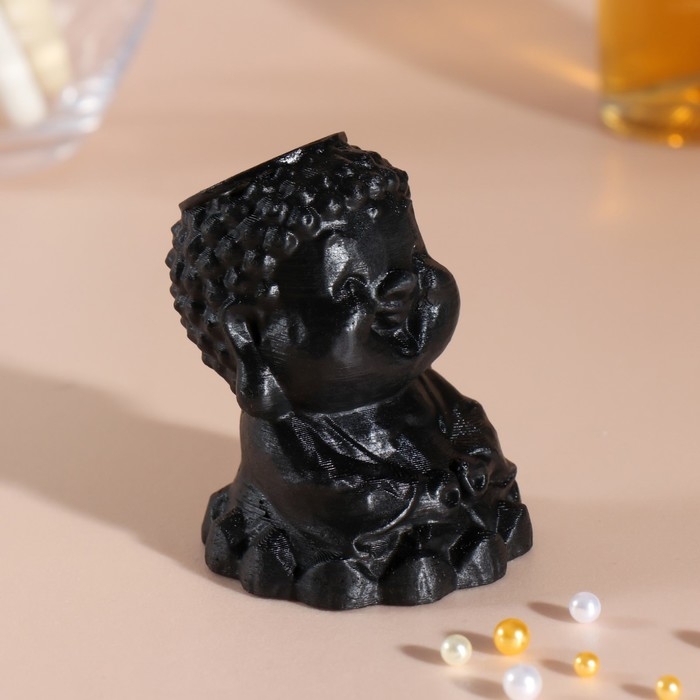 Подсвечник "Будда"  высота 7 см, d-2,4 см черный