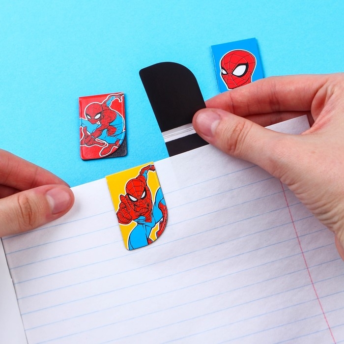 Открытка с магнитными закладками Открытка с магнитными закладками "Настоящему герою!", Человек-паук, 4 шт.