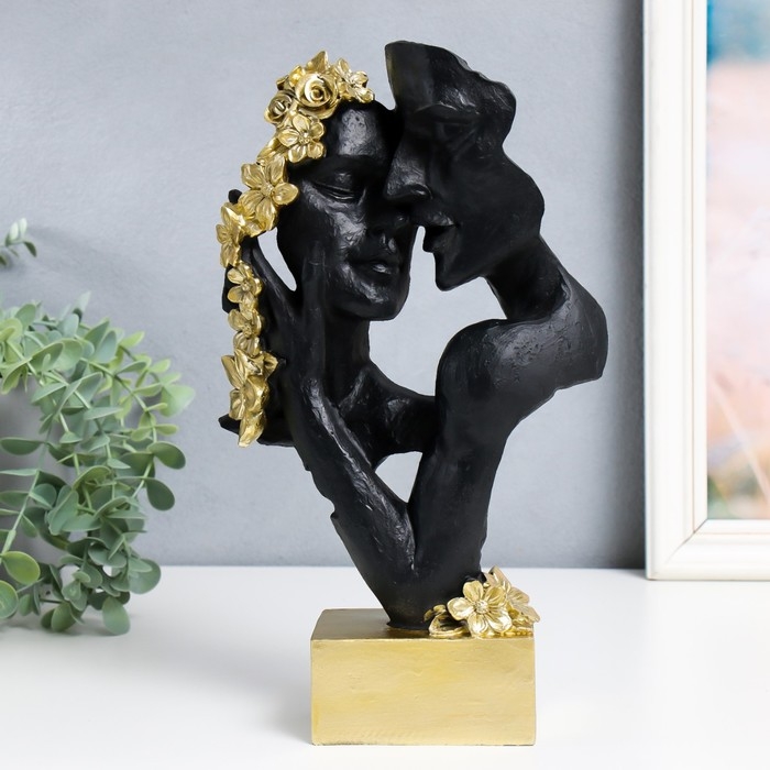 Сувенир полистоун бюст Сувенир полистоун бюст "Пара - Страсть. Цветы" чёрный с золотом 6,5х18,5х30,5 см