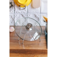 Подставка для крышек Доляна, 18×10×14 см, цвет хромированный Подставка для крышек Доляна, 18×10×14 см, цвет хромированный