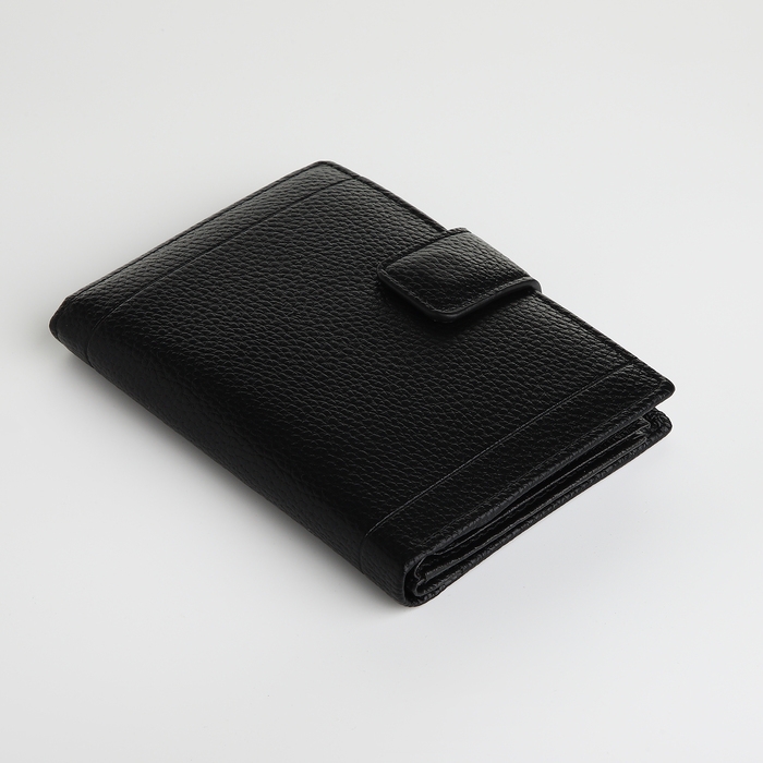 Портмоне мужское на магните 3 в 1, отдел для автодокументов, паспорта, цвет чёрный Портмоне мужское на магните 3 в 1, отдел для автодокументов, паспорта, цвет чёрный