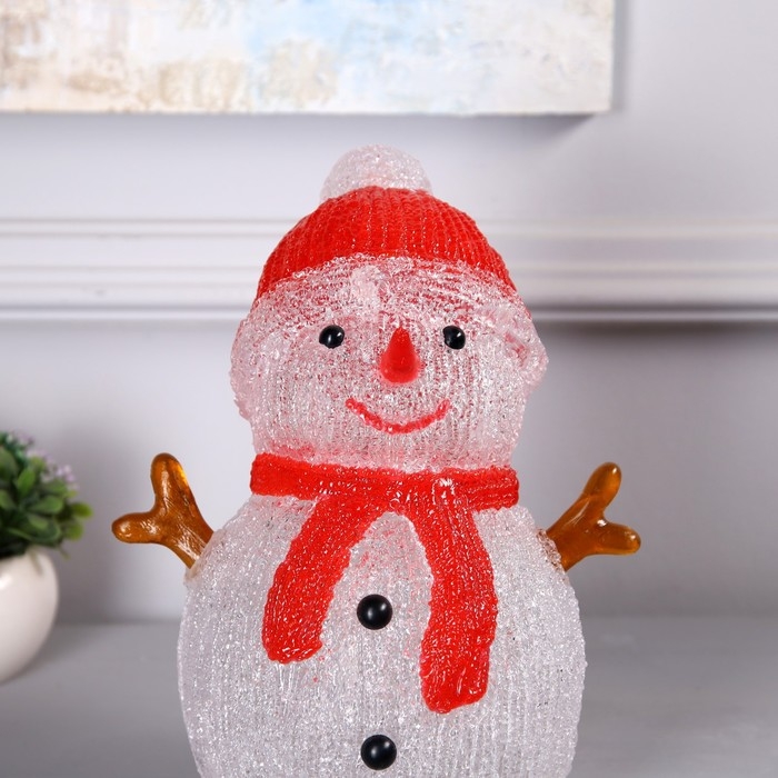 Светодиодная фигура &laquo;Снеговик&raquo; 15 &times; 16 &times; 10 см, акрил, 20 LED, батарейки АА &times; 3 (не в комплекте), свечение белое