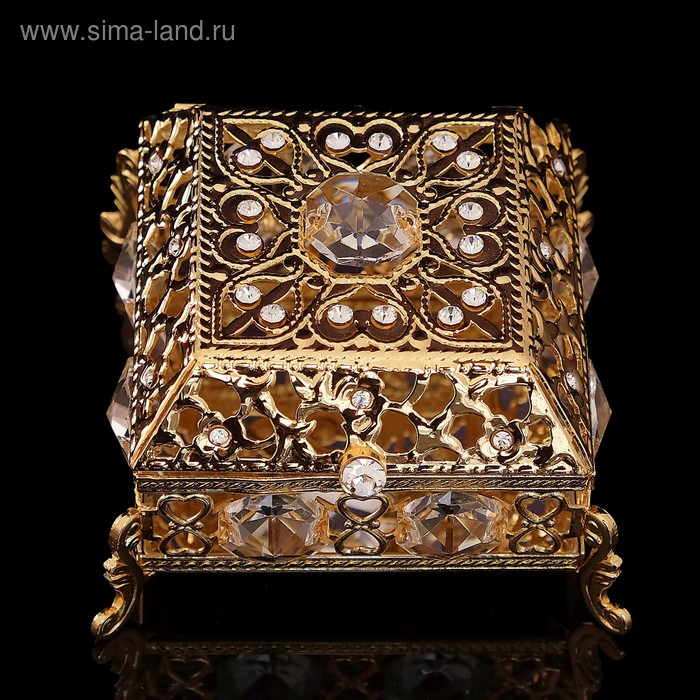 Шкатулка &laquo;Грация&raquo;, с зеркалом, 5,8&times;5.8&times;4.4 см, с кристаллами