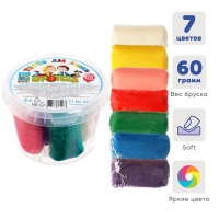 Тесто для лепки 7 цветов по 60 г, "Игротека" в пластиковом ведре Тесто для лепки 7 цветов по 60 г, "Игротека" в пластиковом ведре