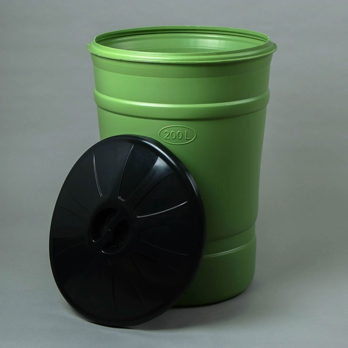 Бочка-бак пищевая &laquo;Помощник&raquo;, 200 л, горловина 59 см, с крышкой, МИКС