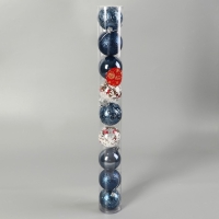 Набор шаров пластик d-6 см, 9 шт "Мелодия" веточки блеск узор, синий