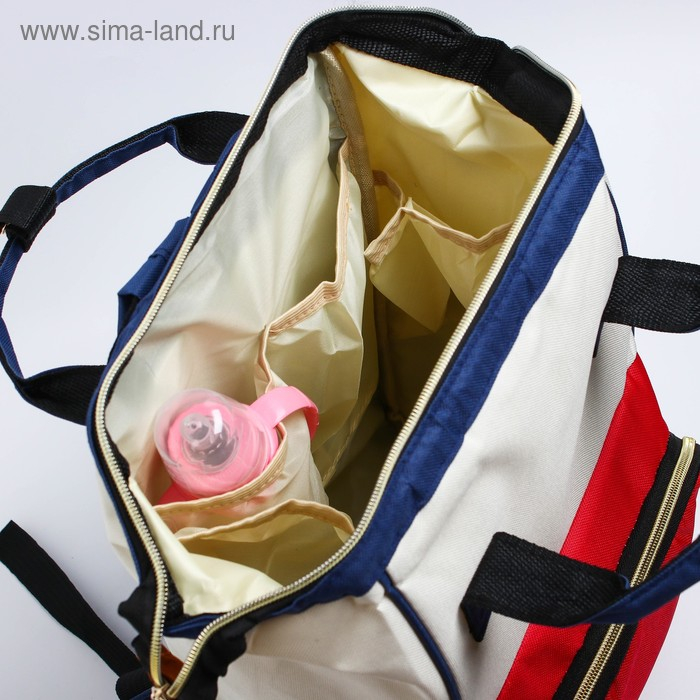 Сумка рюкзак для мамы и малыша с термокарманом, термосумка - портфель, цвет синий/красный Сумка рюкзак для мамы и малыша с термокарманом, термосумка - портфель, цвет синий/красный