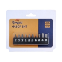 Набор бит ТУНДРА, сталь CrV, PH, PZ, SL х 25 мм, 10 шт.