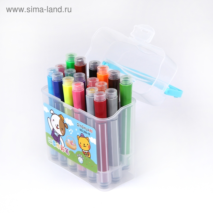 Фломастеры, 18 цветов, толстые, с печатью, вентилируемый колпачок, МИКС