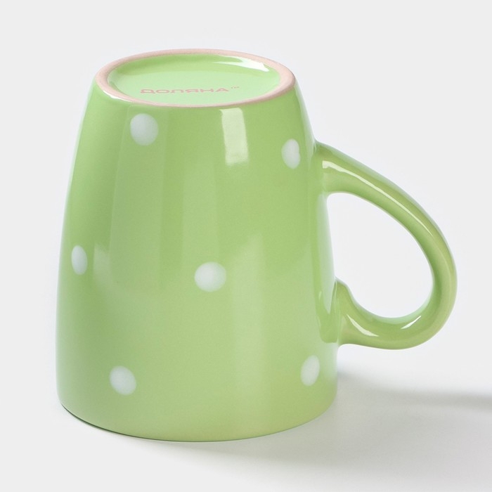 Кружка керамическая Доляна &laquo;Зелёный Горох&raquo;, 360 мл, цвет зелёный