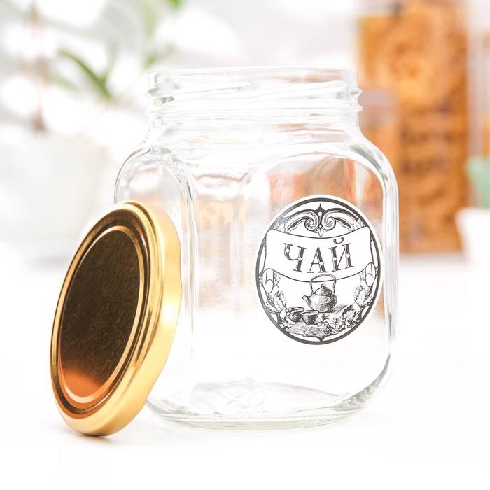 Банка стеклянная для сыпучих продуктов &laquo;Чай&raquo;, 650 мл