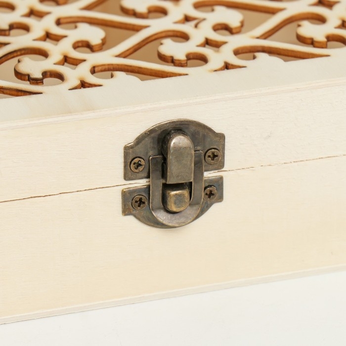 Шкатулка для росписи дерево с делениями "Узор из сердец" 5,5х22,5х17 см