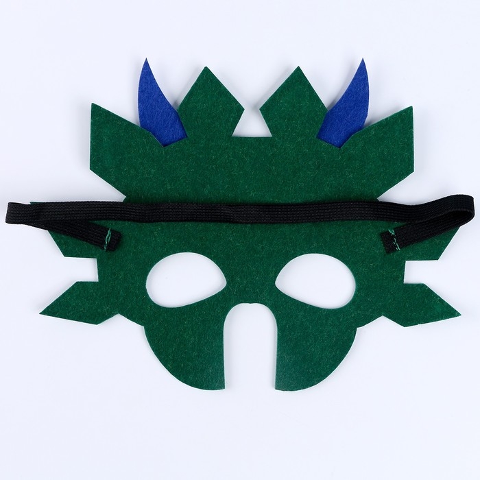 Карнавальная маска &laquo;Дракон с синими рогами&raquo;, фетр, цвет зеленый