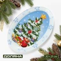 Блюдо стеклянное овальное Доляна &laquo;Зимняя сказка&raquo;, 30&times;21 см