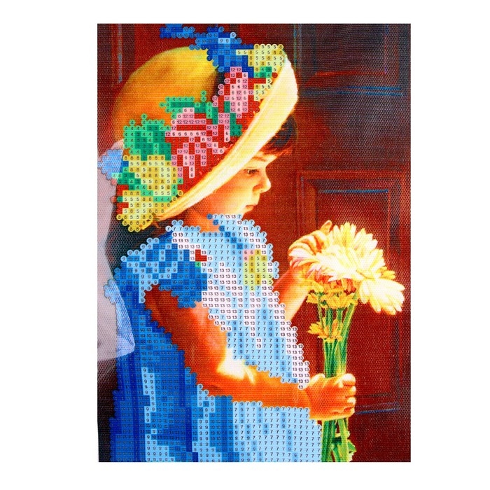 Алмазная мозаика с частичным заполнением &laquo;Девочка&raquo; и гравюра &laquo;Кошачьи нежности&raquo; А5