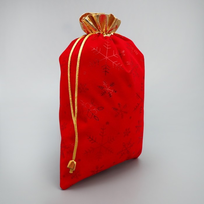 Мешочек подарочный замша &laquo;Подарочки с душой&raquo;, снежинки, тиснение, 16 х 24 см +/- 1.5 см, Новый год