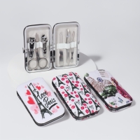 Набор маникюрный &laquo;Paris&raquo;, 6 предметов, в футляре, в PVC - пакете, рисунок МИКС